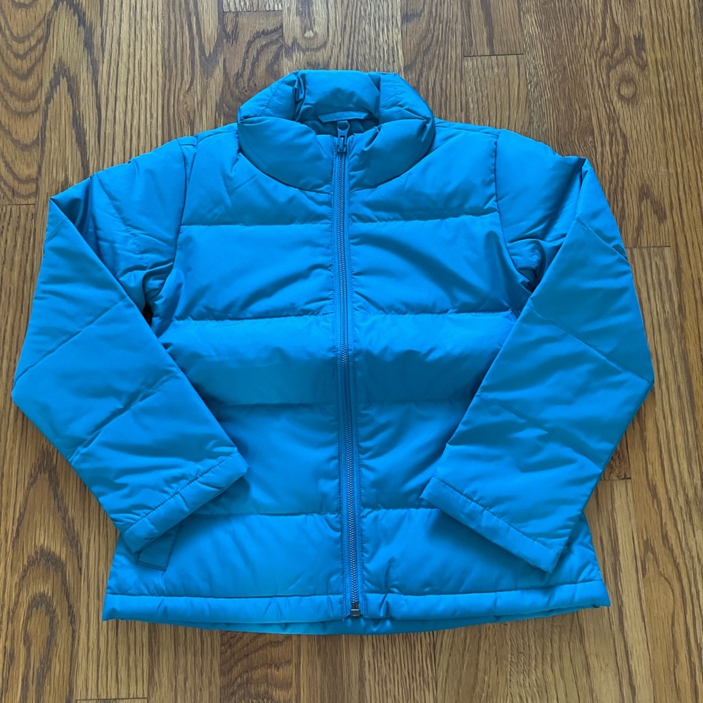 Girls turquoise Lands End puffer jacket, size S (4)